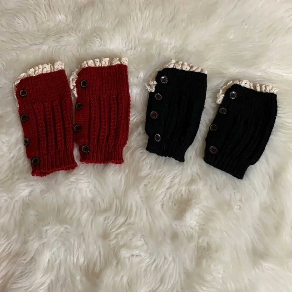2 Pair boot toppers / cuffs 1 red, 1 black